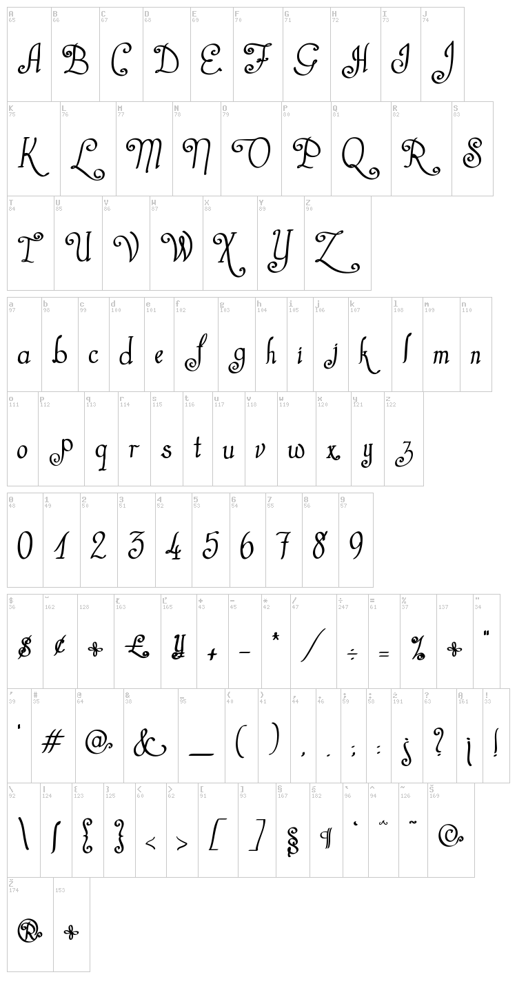 Castal Street font map